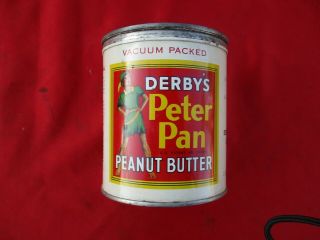 Vintage Derby’s Peter Pan Peanut Butter Litho Tin Can (1496)