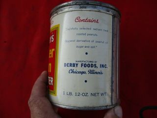 Vintage Derby’s PETER PAN PEANUT BUTTER Litho Tin Can (1496) 2