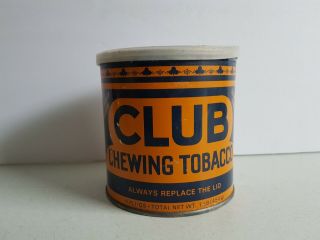 Club Chewing Tobacco Tin With Tin Vintage