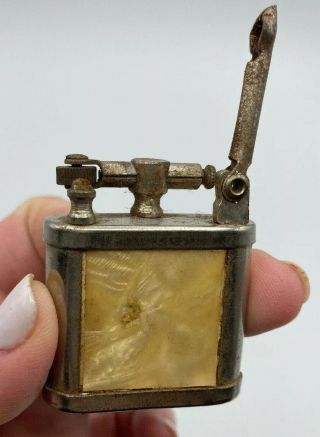 Mother Of Pearl Lift Arm Pocket Cigarette Lighter Collectible Vintage Antique
