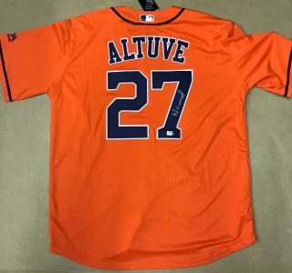 Jose Altuve Autographed 27 Houston Astros Orange Signed 2017 Ws Jersey
