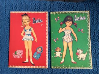Britta & Eva And Karina & Monika Paper Dolls Uncut.  Made In West Germany.