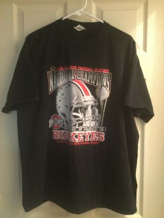 Ohio State Buckeyes 2014 National Champions Trophy Black T Shirt Size 2xl