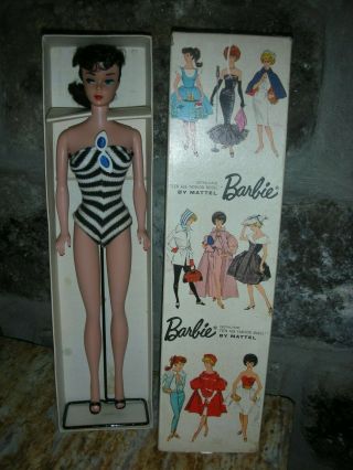 Vintage Brunette Ponytail Mohair Barbie Doll Solid Body Straight Leg