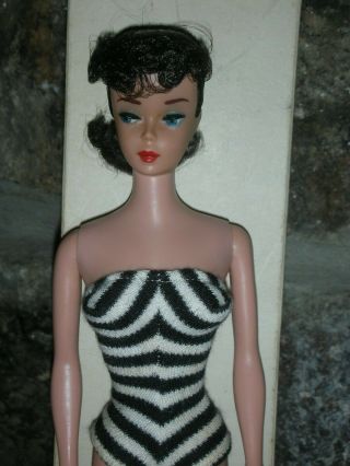 Vintage Brunette Ponytail Mohair Barbie Doll Solid Body Straight Leg 3
