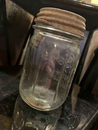 Vintage Perfect Mason Ball Quart Canning Jar With Zinc Antique Lid