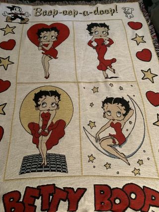 Betty Boop Moon Star Vintage Woven Throw Blanket 52w X 62l