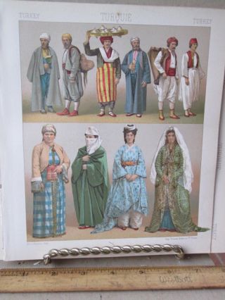 Vintage Print,  Turkish Costumes Religions,  Le Costumes Historique,  1888,  Racinet