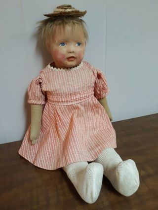 Antique Kamkins Molded Cloth Doll C1919