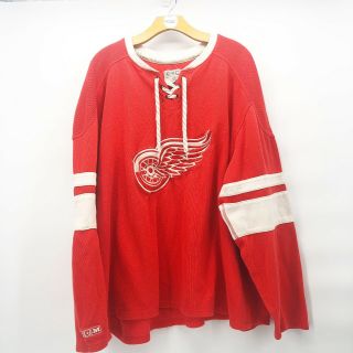 Women’s Ccm Vintage Detroit Red Wings Sz 3xl Hockey Jersey Red White Lace Up Nhl