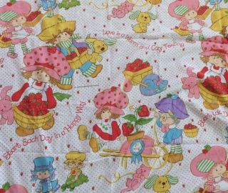 Vintage Strawberry Shortcake Twin Fitted Bed Sheet 1980s
