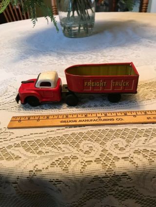 Vintage Japan Tin Litho Friction Fast Freight Truck With Trailer 7” Long Vgc