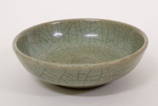 Antique Chinese Craquele Green Glazed Ceramic Celadon Bowl