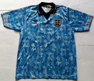 England 1990 World In Motion Vintage Umbro Third Shirt Jersey 1990s Blue Order