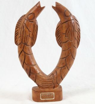 Vintage Caribe Casual 10.  5” Jumping Fish Wood Carving Sculpture Mid Century Tiki