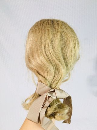 Blonde Human Hair Doll Wig For Antique Bisque Doll