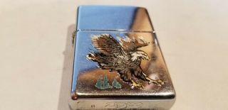 Zippo Cigarette Lighter 2002 American Bald Eagle In Order With Flint