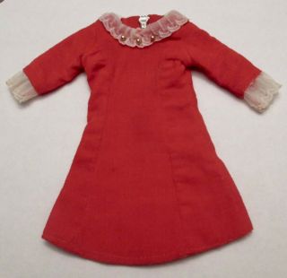 Japanese Exclusive Barbie Red Velvet Dress With White Ruffle Trim