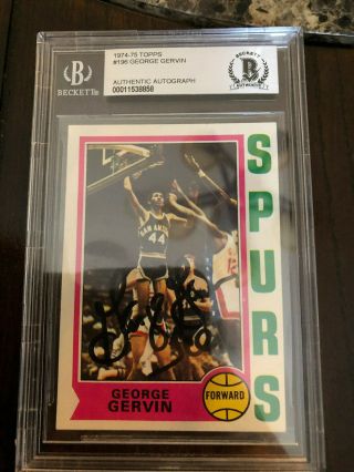 1974 - 75 Topps George Gervin Rookie Rc Auto Beckett Certified Slabbed Sa Spurs