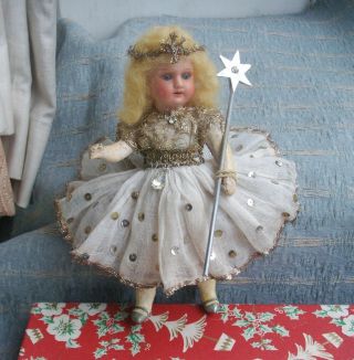 Old Vintage Antique German Bisque Head Christmas Fairy Doll Armand Marseille 20s
