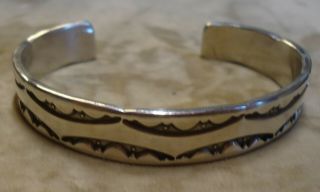 Heavy Vintage Native American Navajo Sterling Silver Cuff Bracelet - 38.  8gr