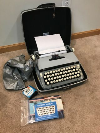 Vintage Smith Corona Sterling Typewriter W/ Hard Case,  Case Key,  And Docum