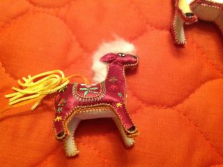 Vintage Boho Asian/Chinese Satin Embroidered Pony Christmas Ornaments 2
