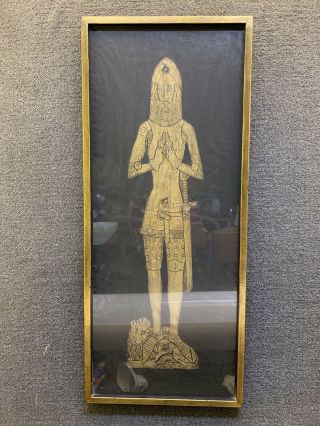 Medieval Monumental Brass Rubbing Of Knight In Frame