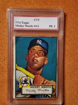 1952 Topps Mickey Mantle 311 Rookie Card York Yankees Baseball Card