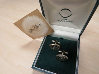 Ola Gorie Vintage 925 Silver Cufflinks Angel Wing Antlers Box & Leaflet