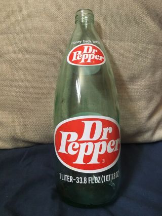 Vintage Dr.  Pepper 1 Liter Torpedo Bottle