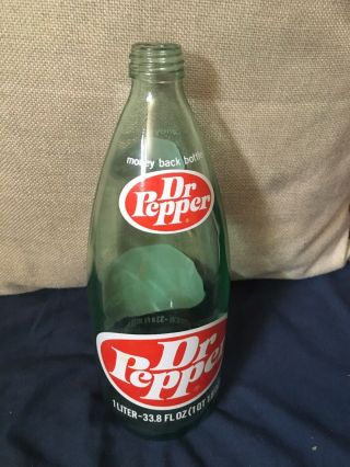 Vintage Dr.  Pepper 1 Liter Torpedo Bottle 2
