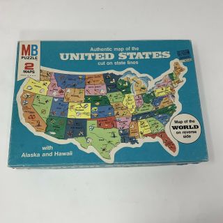 Vintage 1975 Map Of The United States Puzzle Milton Bradley Complete V\