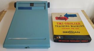 Vintage Tmi - Golier Mini Max 3 Teaching Machine With Basic German Reading Course