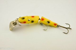 Vintage Creek Chub Deep Dive Jointed Pikie Antique Lure Yellow Spot Et14