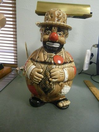 Vintage Ceramic Cookie Jar Hobo Clown Japan Hand Painted Emmett Kelly