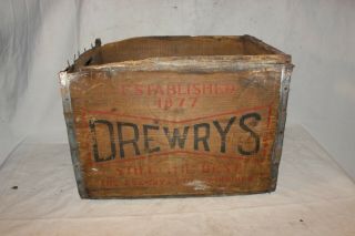 Vintage Antique Drewrys Ale Wood Crate Est 1877 Winnipeg Drink Box