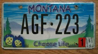 Single Montana License Plate - 2011 - Agf - 223 - Choose Life