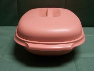 Vintage Tupperware Oblong 6 Cup Plastic Container With Strainer/Steamer Insert 2