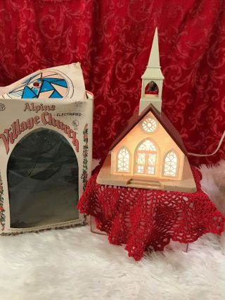 Regency Vintage Alpine Village Hard Plastic 10 " Tall Christmas Church Usa