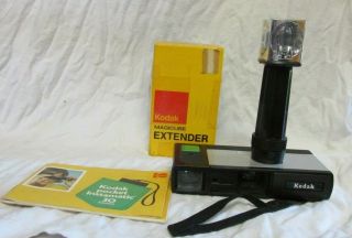 Vintage 1970s Kodak Pocket Instamatic 30 Camera W Extender & Cube &manual
