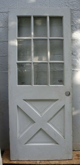 32 " X79 " X1.  75 Vintage Antique Wood Wooden Exterior Entry Door 9 Window Glass Lite