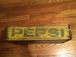 Vintage Yellow Pepsi Cola 24 Bottles Wood Soda Pop Slotted Crate Case