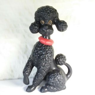 Vintage Black Poodle Dog Figurine Ceramic Large Mid Century Atlantic Mold 11 "