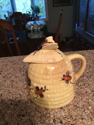 Vintage Tropic Bee Orange Blossom Honey Pot With 3d Decorative Bumble Bee & Lid
