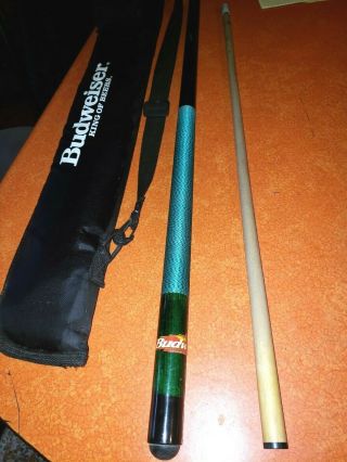 Vintage Budweiser Two Piece Pool Cue And Case