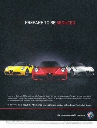 2016 Alfa Romeo 4c Prepare To Be Seduced Advertisement Print Art Car Ad K65