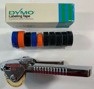 Vintage Dymo Tapewriter M - 5 Label Maker 10 Spare Tape Rolls