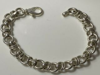 Heavy Vintage Solid Sterling Silver Chain Link Bracelet London 22.  9g