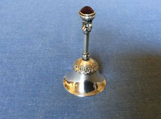 Antique Victorian Foster & Bailey Sterling Silver Dinner Bell W/amethyst Stone